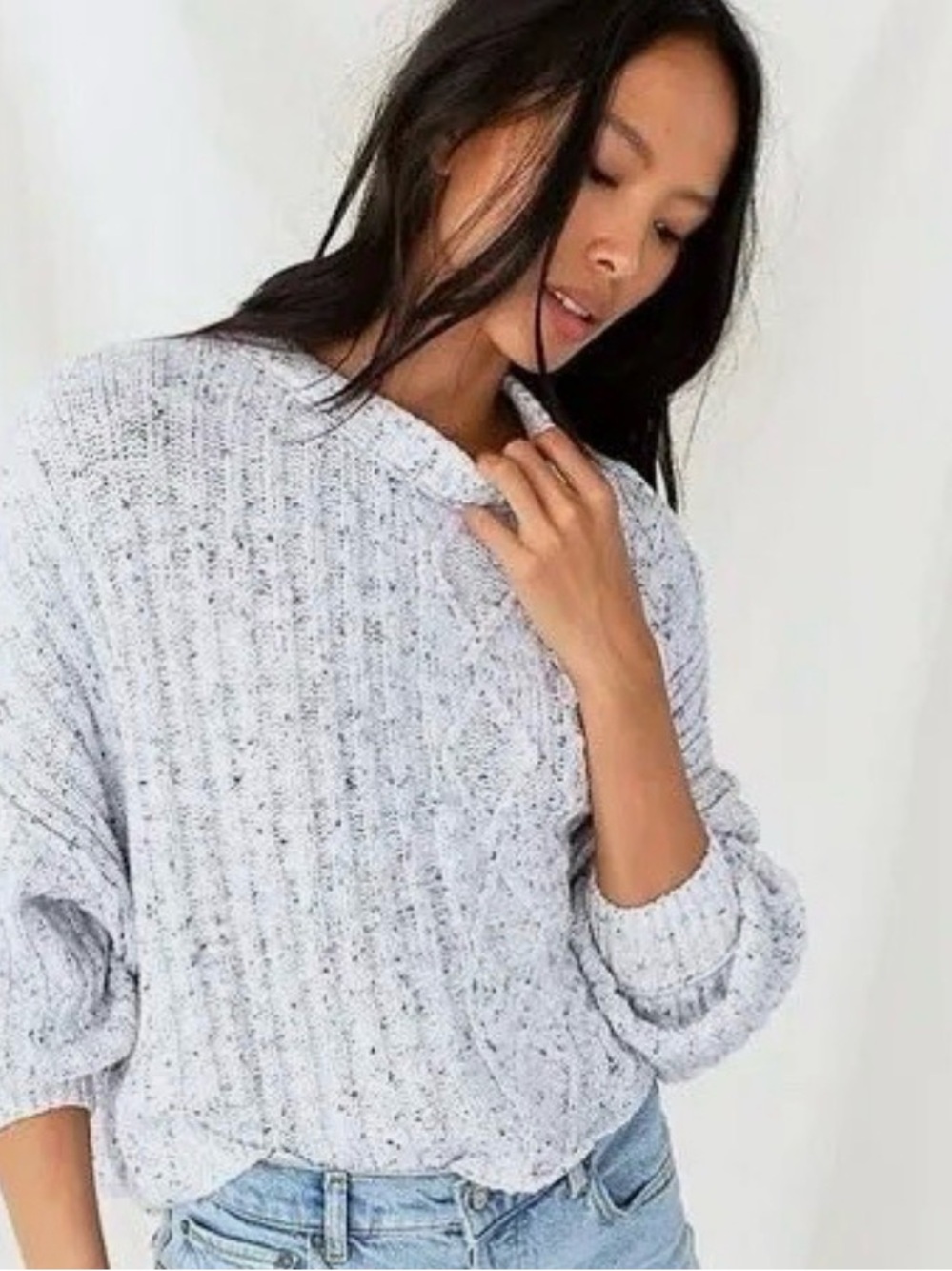 EUC Free People Cropped Sweater M Chunky Knit Cozy Boho Oversized Fall